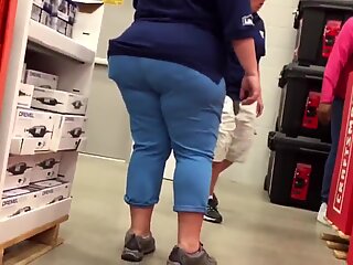 SSBBW Granny Clerk Huge Ass Caught Again